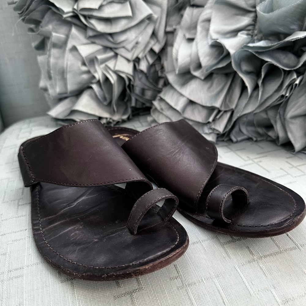 Free People Sant Antoni toe strap black leather sandals - Picture 2 of 4